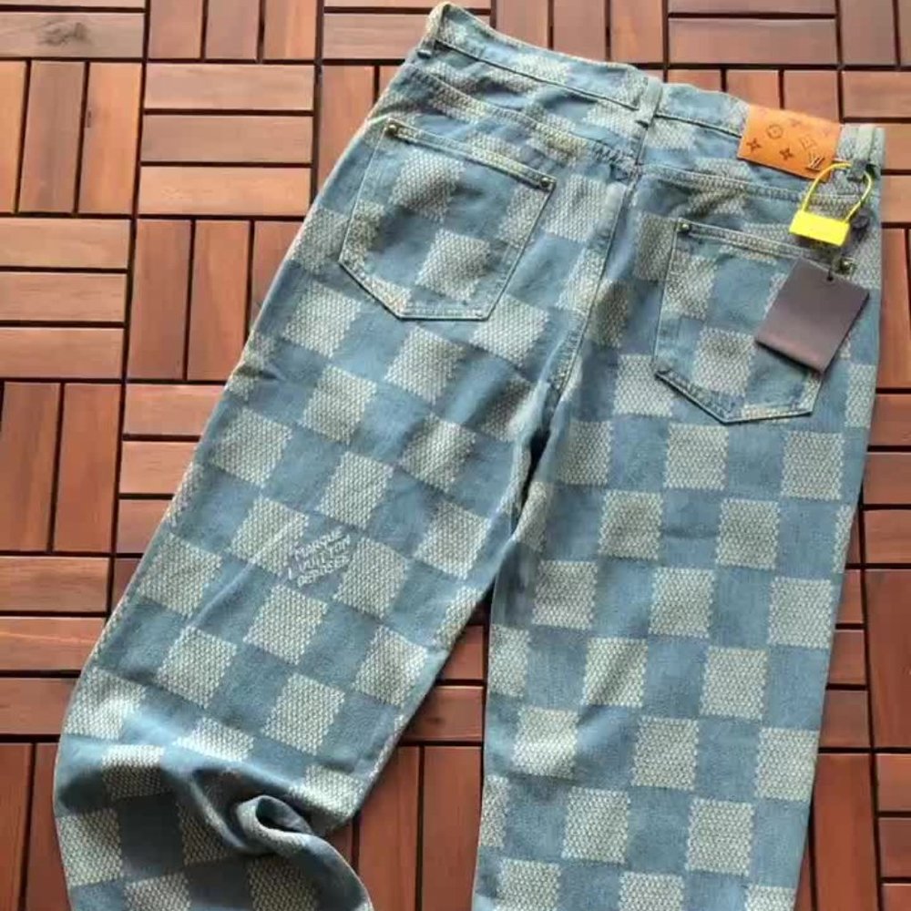 louis vuttion checker jeans